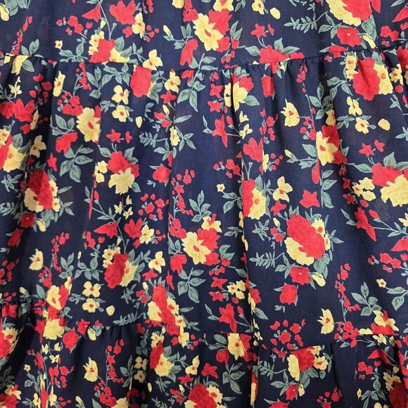 Vtg Campagnie Internationale Express Mini Full Skirt Sz M Floral Sheer Tiered - Picture 2 of 11